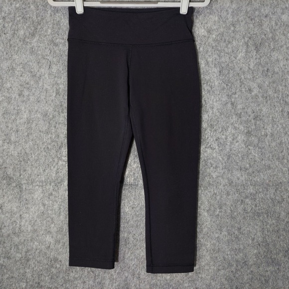 Lululemon Women Leggings 4 Black Wunder Under Cropped Quick Dry Athleisure Gym - Picture 1 of 11